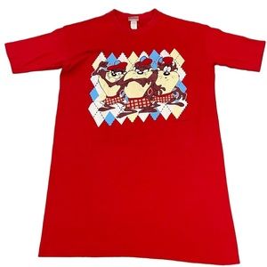 Vintage Looney Tunes Taz T Shirt Dress Sleep Shirt One Size Fits All Red